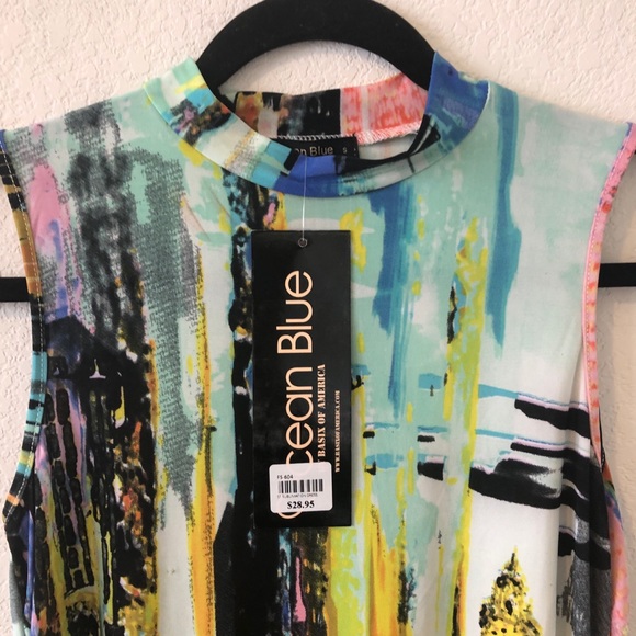 🆕OCEAN BLUE multicolor vertical print dress - Picture 3 of 9